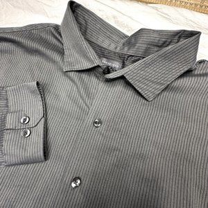 Van Heusen men's long sleeve dress shirt‎ Size 3XL gray with stripes